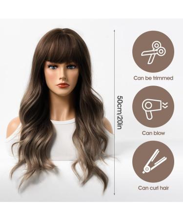 Fengq Black Ombre Brown Wig - Long Curly Synthetic Women s Wig with Ponytail for Everyday & Parties - Buy Online on GoSupps.com