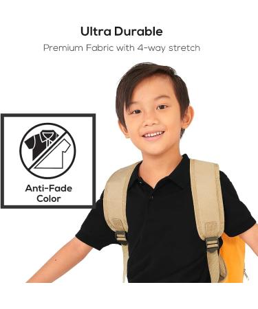 Kids School Uniform Polo Shirt - Stain Repellent Short Sleeve Pique Polo by The Good Day Lab | Boys Size 4-5 Black - Buy Online on GoSupps.com
