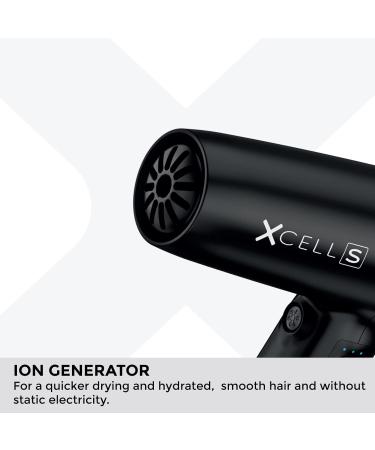 Gamma Pi Srl GAMMA+ XCELL S Ionic hairdryer 290 g ultralight hairdryer with antibacterial effect quiet Smart Memory LED interface selfcleaning technology Schuko plug matt black SCHUKO plug matt black - Buy Online on GoSupps.com