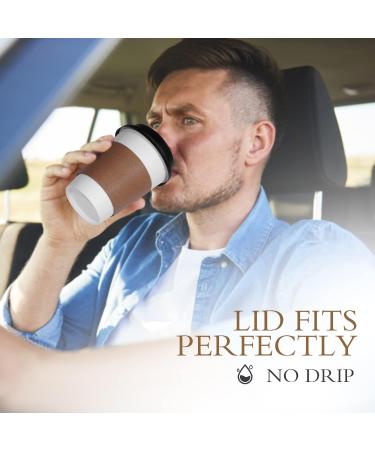 Ginkgo 12 oz Disposable Paper Coffee Cups - 100 Pack | Includes Lids and Sleeves | Ideal for Home, Office, Wedding, and Cafes | White/Brown/Black - Buy Online on GoSupps.com