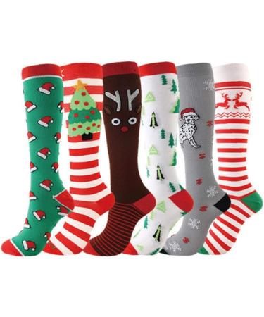 Christmas Multi-Color Compression Knee Socks for Pregnant Nurses - Edema Relief | International Shipping - Buy Online on GoSupps.com