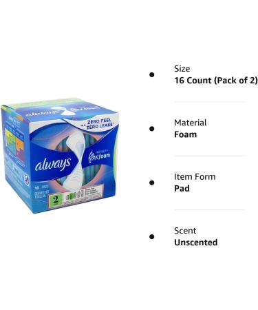 Always Size 2 Infinity Flex Foam Pads, 2 Pack (32 Count) Heavy Flow - Buy Online on GoSupps.com
