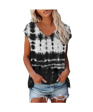 Short Sleeve T Shirts Clothing Woman T-Shirt Casual Black Clothing Top Women's Floral Pattern for Women Crop Tops Shirt Shirts Top Women's Summer Tank Top 4-black L