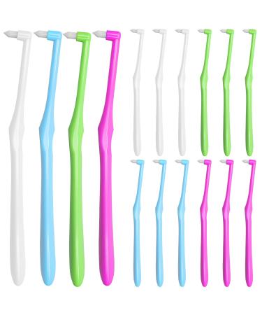 BORISCA 16 Pieces Tufted Toothbrush 4*4 Colors Tufted Toothbrush Adult Toothbrush Braces Soft Tufted Toothbrush Replacement Braces Toothbrush Tufted Tuft Toothbrushf for Fine Cleaning