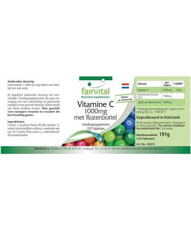 Fairvital | Vitamine C tamponn e 1000mg - hautement dos - V GAN - 120 comprim s - avec du cynorhodon - Buy Online on GoSupps.com