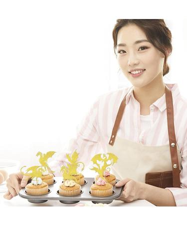 24-Piece Kite Tortendeco Glitter Fantasy Cake Topper Set | Flying Kite Theme Birthday & Baby Shower Decorations | Gold Pattern & Dragons - Buy Online on GoSupps.com