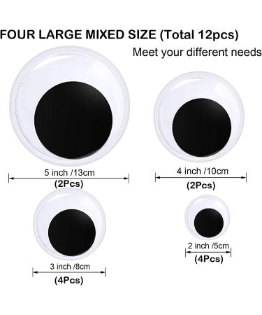 Large Self-Adhesive Wiggle Googly Eyes Set for DIY Crafts - 12 Pieces, 2-5 Diameter Size - Black and White Plastic Giant Wiggle Eyes for Home Decoration - Buy Online on GoSupps.com