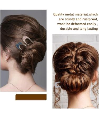 6 Pieces Metal U Shaped Hairpins French Hair Pin Hair Chignon Pins Metal Hair Pin Fork Sticks 2 Prong Bun Hairstyle Accessories for Women (metal) - Buy Online on GoSupps.com