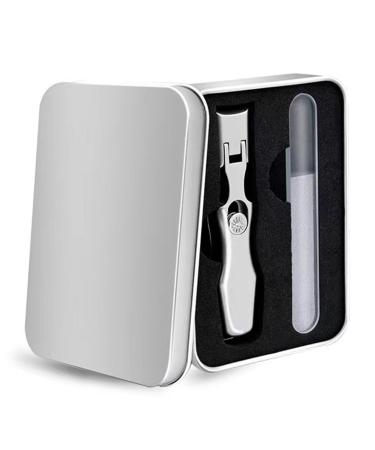 Nail Clippers with Catcher Wide Jaw Opening Anti Splash Nail Clippers Nail Cutter with Sharp Curved Cutter and Storage Box Nail Clippers with Catcher