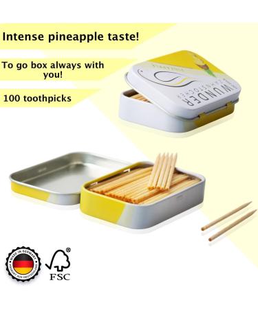 Wonder Toothpick - Flavoured Chewing Gum Toothpicks for Fresh Breath and Teeth Cleaning On-the-Go - Pineapple Flavored, Sugar-Free, Vegan - Buy Online on GoSupps.com