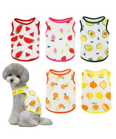 5 pieces dogs shirts pet papa mother dog shirts fruit printed cute breathable puppy vest sweatshirt summer girl boy dogs t-shirts fashion beach clothes for small dogs and cats