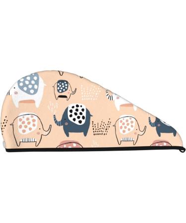 Cute Ink Drawn Elephants Microfiber Hair Towel | Super Absorbent Quick Dry Wrap for Women | Ideal for Long Curly & Thick Hair - Buy Online on GoSupps.com