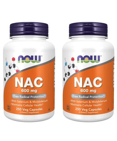 Now Foods Nac-Acetyl Cysteine 600mg 250 Vcaps (500 (250X2))