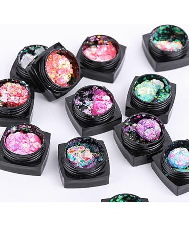 12 Colors Sparkly Chrome Powder Chunky Flakes Nail Art Sequins Manicure Decoration Nail Powder Flakes - Buy Online on GoSupps.com