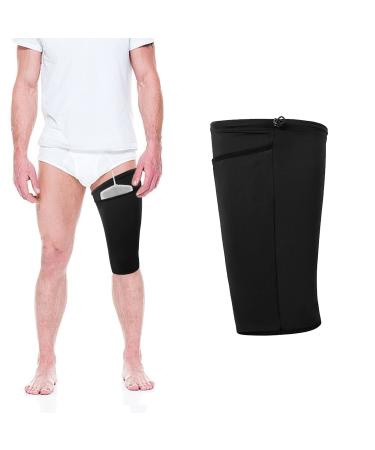 Catheter Leg Bag Holder Catheter Sleeve Urine Leg Bag Fix Catheter Sleeves Foley Catheter Bag Holder Leg Strap Urinary Drainage Bag Cover for Men & Women (Patented Product) Black Medium
