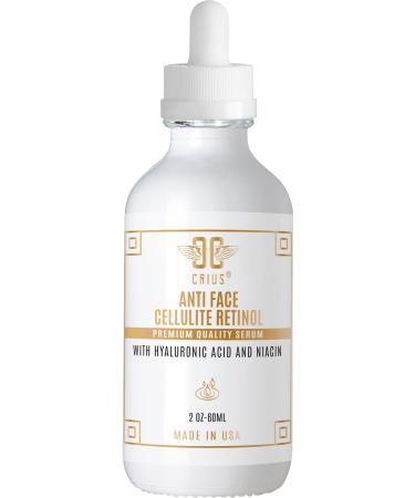 Anti-Face Cellulite Retinol Serum with Hyaluronic Acid And Niacin 2 Oz Made in USA Quick Absorption Quality Potent Ingredients Non-GMO GMP Certified Facility Cruelty-Free Products