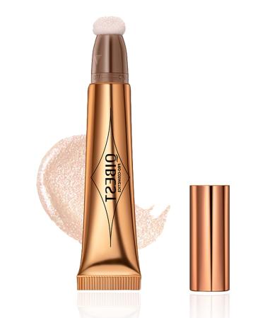 Highlighter Beauty Wand  Shimmer Liquid Face Body Highlighter Makeup Stick with Cushion Applicator  Lightweight Waterproof Cream Contour Face Glowing Illuminator Makeup Pen for Women Girl-04 04 Pearl White