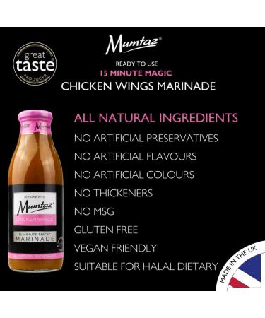 Mumtaz CHICKEN WINGS Marinade Sauce 500g 15 Minute Magic Marinade Medium Spiced BBQ-Grill-Roast-Stir or Air fry All Natural Ingredients Gluten Free Vegan Friendly. - Buy Online on GoSupps.com