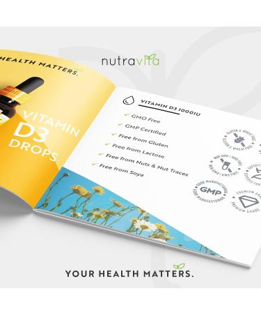 Nutravita Vitamin D3 Drops 60ml | 2000 Drops | 1000IU per Drop | Liquid Supplement for Bones, Immune System & Calcium Absorption - Buy Online on GoSupps.com