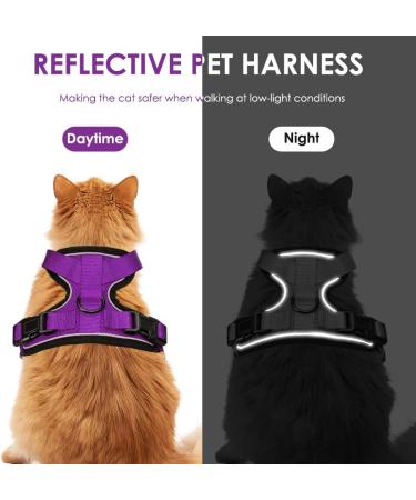 Breakproof Cat Leash Set with Adjustable Reflective Vest & Dishes for Small Kittens - Purple XS - Buy Online on GoSupps.com