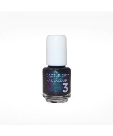 Dazzle Dry Nail Mini Lacquer (Step 3) - Blue Blood - A full coverage galaxy-inspired shimmer that shifts blue purple and green against a black base. (0.17 fl oz / 5 Manicures) Blue Blood | 0.17 Fl Oz