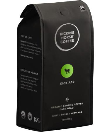 Kicking Horse Coffee Kick Ass Dark Roast Ground 284 g - Certified Organic Fairtrade Kosher Coffee & Grizzly Claw Dark Roast Whole Bean 1 lb - Certified Organic Fairtrade Kosher Coffee Coffee + Coffee Grizzly Claw - Dark Roast Kick Ass 284 g (Pack of 1) - Buy Online on GoSupps.com