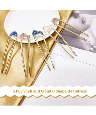 Vintage 5-Piece Metal U-Shaped Hairpin Set for Elegant Hair Styling - French Chignon Pins for Women and Girls - Buy Online on GoSupps.com