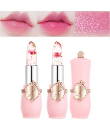 paminify 2Pcs Jelly Clear Crystal Flower Magic Lipstick Color Changing Lipstick with Flower inside PH Temperature Color Change Tinted Lip Balm Nourishing Moisturizing Lip Stick labial magicos 01+02 01+02 color change lip...