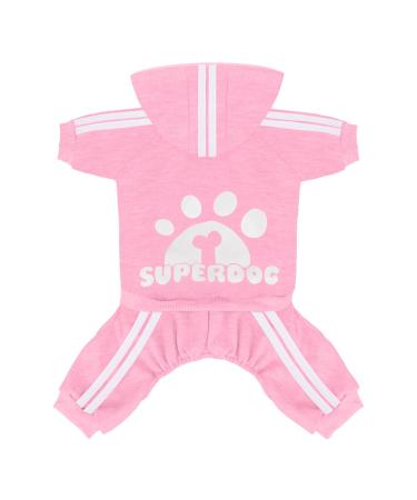 LONTEPET Dog Hoodie 4 Legs Jumpsuit for Small Dogs Puppy Clothes Dog Pullover Sweatshirt Cotton Doggie Winter Coat Cat Apparel(Pink,S) Small Pink