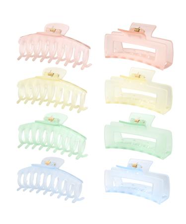 8 Pack 4.3Large Hair Clips 2022 new summer models jelly frosted effect macaron Hair Clips for Women & Girls 2 Styles 4 Colors Strong Hold Matte Claw Hair Clips for Women Thick Hair & Thin Hair light color