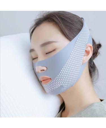 Anti-Wrinkle Face Slimming Mask - Breathable Lifting Bandage for Defined V-Shape - Chin Up Line Reducer (Grey) - Shop Internationally - Buy Online on GoSupps.com