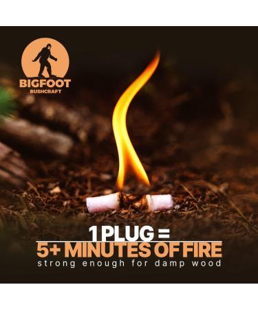 Bigfoot Bushcraft Mini Fire Starting Kit - Waterproof & Windproof - 5+ Minute Burn Time - Includes 16 Fire Plugs, Tin, and Ferro Rod Set - Buy Online on GoSupps.com