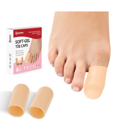 Bukihome 8 pieces of gel toe cap large toe protection for women and men-cushions and protects the toes relieves toe pain due to the lack of toened nails chicken eyes (large size) - Buy Online on GoSupps.com