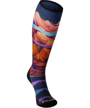 Smartwool Women's Performance Ski Zero Cushion Mountain Print OTC Socks - Deep Navy - Buy Online on GoSupps.com