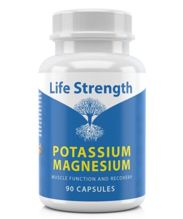 Life Strength Magnesium Potassium Complex Supplement - 90 Capsules - High Absorption Magnesium Support Vascular Health & Leg Cramp