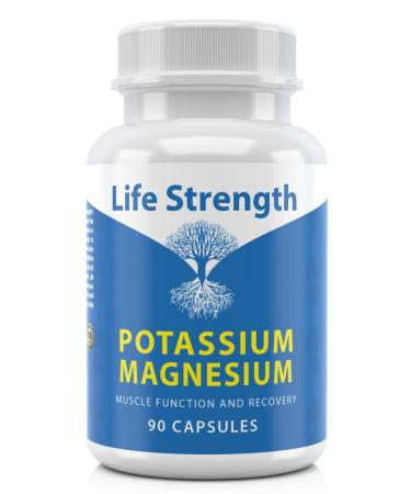 Life Strength Magnesium Potassium Complex Supplement - 90 Capsules - High Absorption Magnesium Support Vascular Health & Leg Cramp