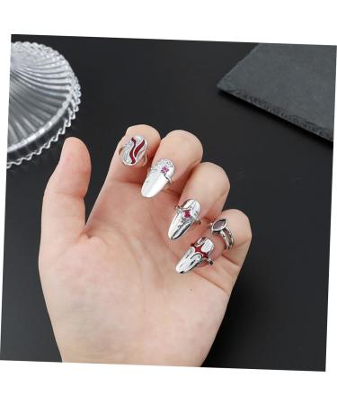 Ipetboom 1 Set Nail Ring Nail Decorations Womans Rings Red Suits Red Jewelry Jewels for Nails Ring for Women Finger Rings Women Ring Nail Jewels Girl Miss Zinc Alloy White - Buy Online on GoSupps.com