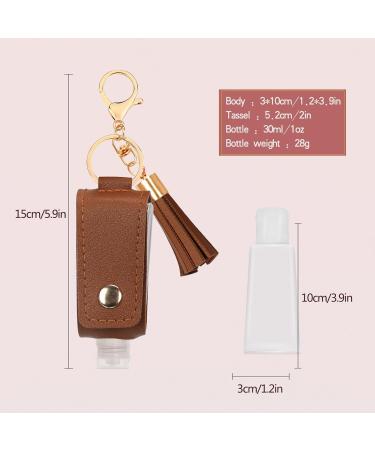 Songaa Hand Sanitizer Holder Travel Size - 1oz/30ml Leather Sanitizer Holder with Empty Bottle Portable RefillableSmall Squeeze Bottle with Keychain Brown - Buy Online on GoSupps.com