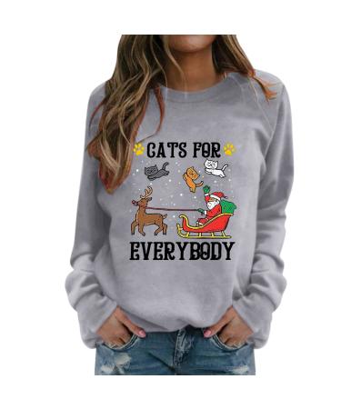Genetic Christmas sweater women white Christmas sweater cat alcohol Christmas sweaters Christmas sweater women Christmas sweatshirt xmas sweater winter sweater for women long sweaters for women gray #7 l
