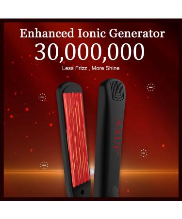 AXUF Professional Ceramic Crimper Hair Iron 1 Wide Plates, Fast Heating, 5 Temp Settings - Black/Red - Buy Online on GoSupps.com