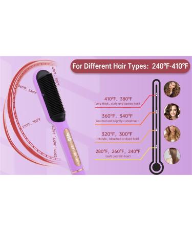 Buy Negative Ionic Hair Straightener Brush - 9 Temp Settings Fast Heating Anti-Scald - Perfect Hair Straightening Comb (Purple) - International Shipping Available - Buy Online on GoSupps.com