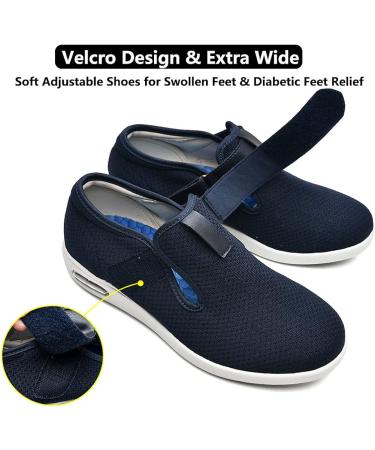 Women's Diabetic Shoes - Adjustable Closure, Extra Wide Air Cushion Sneakers | 9.5 Wide Black - Ideal for Edema, Plantar Fasciitis, Bunions - Buy Online on GoSupps.com