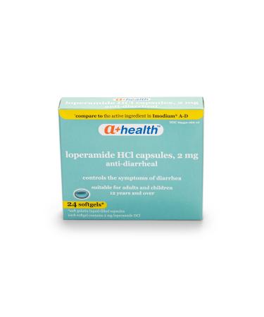 A+ Health Loperamide Hcl 2 Mg Softgels, Anti-Diarrheal, Made in USA, 24 Count (Pack of 1)