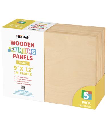 MEEDEN Wood Canvas Panels 5 Pack of 9x12 Inch Birch Wood Paint Panel Boards Studio 3/4'' Deep Cradled Wooden Painting Panels for Pouring Art Crafts Paint Mixed-Media Oils Acrylics Encaustic 9 x 12'' 5pack