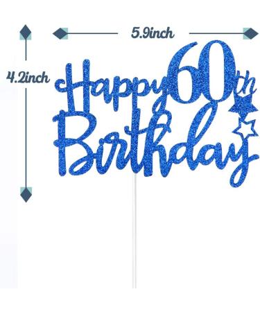 Tenhaisi Gilttery Navy Blue Happy 60 Birthday Cake Topper 60th Cake Toppers for Men Cake Topper for 60th Birthday Fabulous 60th Birthday Decoration - Buy Online on GoSupps.com