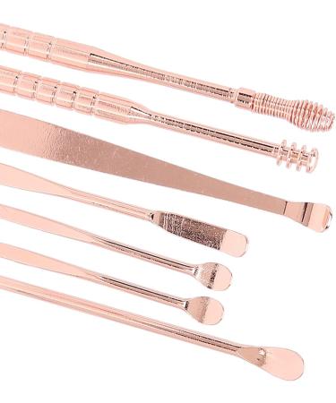 7pcs Stainless Steel Spiral Earwax Cleaner Set - Rose Gold | Portable Ear Pick Spoon & Removal Tool - Buy Online on GoSupps.com