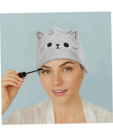 SKISUNO Dry Hair Cap Turbins for Ladies Curly Hair Hat Fast Drying Towel Womens Hats Bath Water Absorbent Drying Hat Mini Witch Hats for Crafts Dry Hair Towel Cap Girl Hat Coral Fleece Grey 63X22X1CM - Buy Online on GoSupps.com