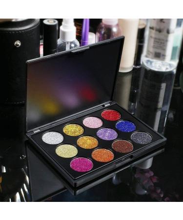 12 Colors Glitter Powder Makeup Palette - Professional Long Lasting Shimmer Eyeshadow | Mineral Pressed Glitter for All Skin Types - Buy Online on GoSupps.com