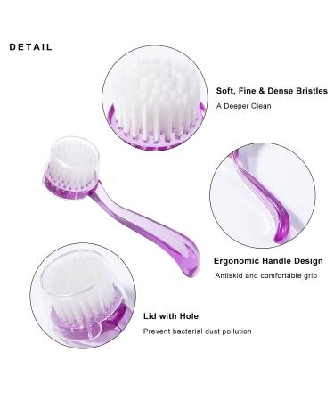 Raploy Soft Bristle Facial Cleansing Brush 3 Pack - Acrylic Handle for Exfoliating and Massage - Black Clear Purple (5.24x1.38) - Buy Online on GoSupps.com