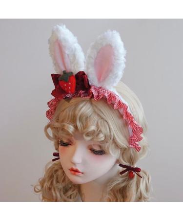 amangul Cosplay Ear Hair Hoop with Strawberries&Bowknot Decor Woman Makeup Headband for Carnivals Taking Photo Hairband(Red) - Buy Online on GoSupps.com